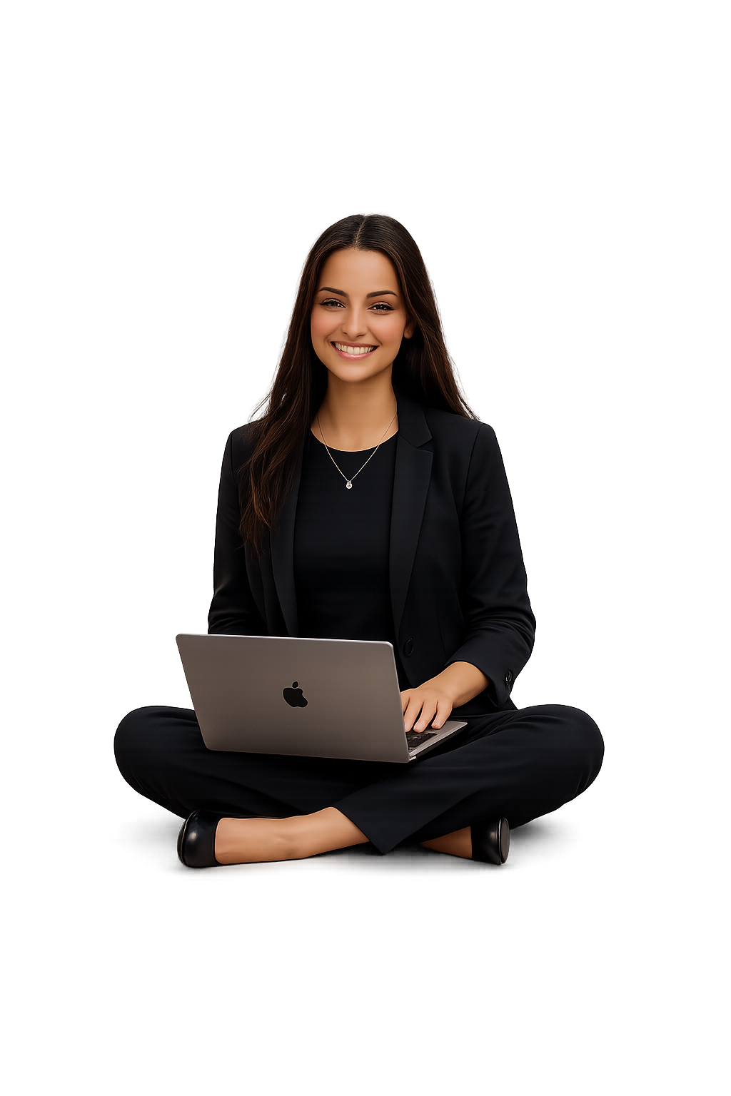 Susmita working on a laptop
